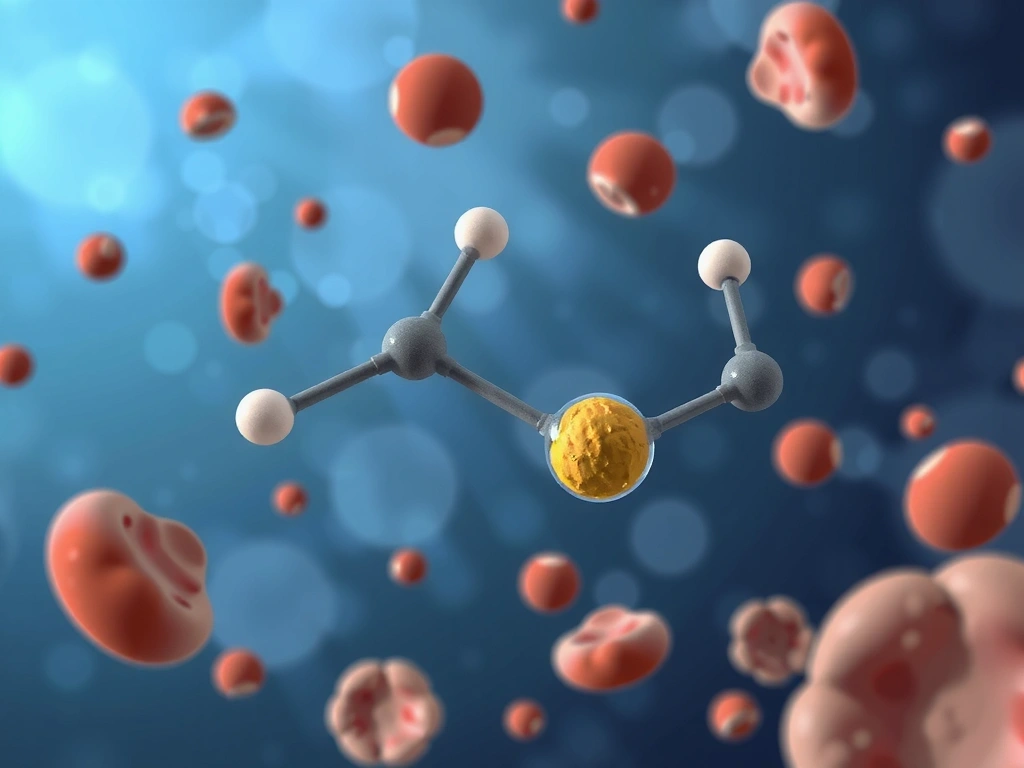 Ilustración de la estructura molecular del Cromo y su interacción con las células